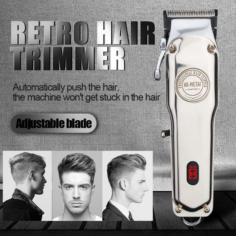 Rechargeable Hair Clipper Cordless Electric Hair Trimmer Professional Haircut Shaver Beard Shaver Machine All Metal