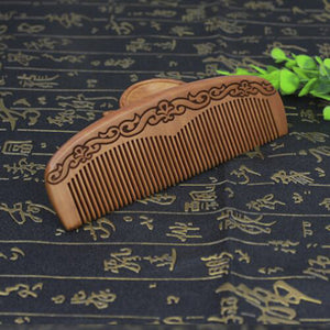 Handcrafted Peach Wood Comb Wooden hair comb 100% Natural Bamboo Comb-Anti Static Flower-Fine Tooth for Hair,Beard, Mustache