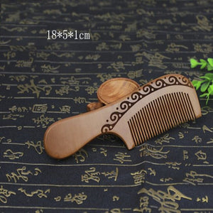 Handcrafted Peach Wood Comb Wooden hair comb 100% Natural Bamboo Comb-Anti Static Flower-Fine Tooth for Hair,Beard, Mustache