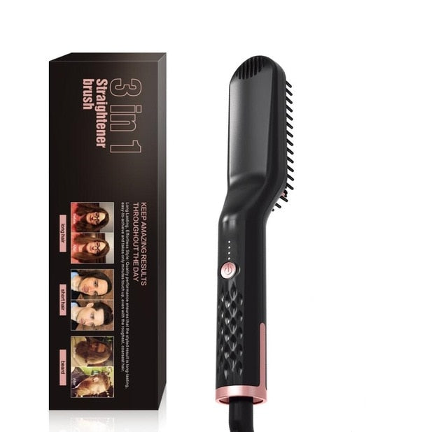 3 in1 Beard Straightener Quick Heater Electric Straightener Curls Hair Comb Brush Men Women Multifunctional Hair Styling Tool