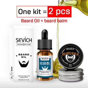 one set 2pcs beard growth product Natural Beard Balm For Smooth  Beard oil Professional For  Growth Organic Mustache Wax Styling