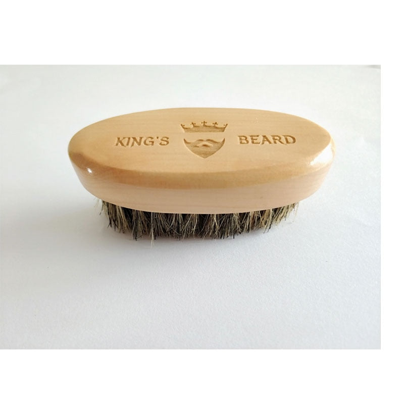 Men's Shaving Brush Portable Mini Boar Bristle Beard Brush Mustache Beard Care Engrave Logo 8x4cm